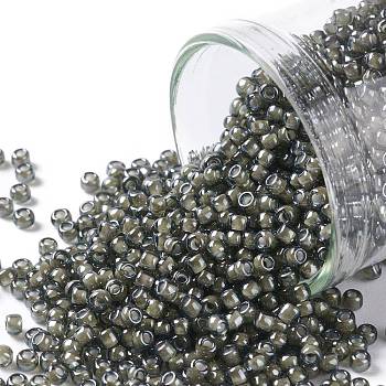 TOHO Round Seed Beads, Japanese Seed Beads, (371) Inside Color Black Diamond/White Lined, 11/0, 2.2mm, Hole: 0.8mm, about 50000pcs/pound