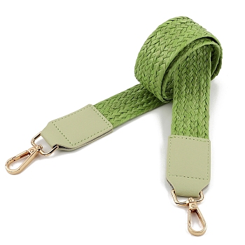 PU Imitation Leather & Raffia Bag Handles, Yellow Green, 80x3.6cm