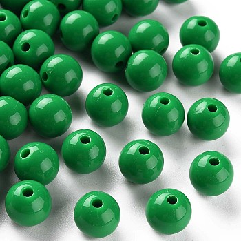 Opaque Acrylic Beads, Round, Green, 10x9mm, Hole: 2mm, about 940pcs/500g