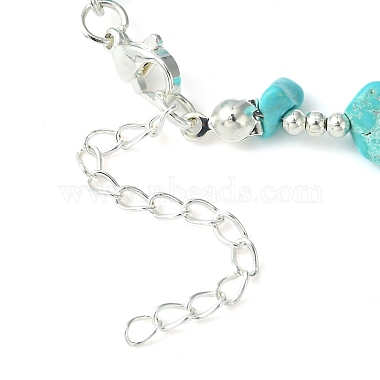 Synthetic Turquoise Heart Charm Bracelet with Chips Beaded Chains(BJEW-TA00295-03)-3