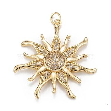 Real 18K Gold Plated Clear Sun Brass+Cubic Zirconia Pendants