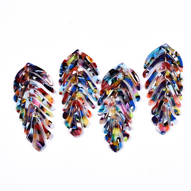 Golden Colorful Leaf Cellulose Acetate Big Pendants