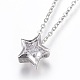 304 Stainless Steel Brass Cubic Zirconia Pendant Necklaces(X-NJEW-O108-13P)-1