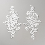 Flower Shape Cloth Embroidery Applqiues, Iron on/Sew on Patches, Costume Ornament Accessories, White, 290x160x1.8mm(PATC-WH0012-49)