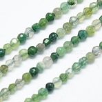 Natural Moss Agate Beads Strands, Faceted, Round, 2mm, Hole: 0.5(G-J002-03H)