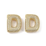 Brass Micro Pave Clear Cubic Zirconia Pendants, Cadmium Free & Nickel Free & Lead Free, Letter D, 23.5x23x6.5mm, hole: 4x2mm(KK-Z041-01G-D)