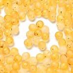Frosted Transparent Acrylic Beads, Round, with Gold Foil & Glitter, Gradient Color, Orange, 8x7.5mm, Hole: 2mm(X1-OACR-F013-13I)