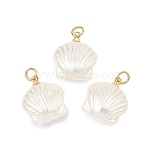 ABS Plastic Imitation Pearl Pendants, Shell Shape Charm, with 304 Stainless Steel Jump Rings, Real 18K Gold Plated, 18x16x7.5mm, Hole: 3mm(PALLOY-JF05588)
