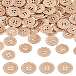 Flat Round Wood Buttons, 4-Hole, BurlyWood, 18x4mm, Hole: 2mm, 100pcs/set(DIY-LP0001-14B)