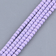 Spray Painted Non-magnetic Synthetic Hematite Beads Strands, Column, Lilac, 3x3mm, Hole: 0.8mm, about 127~129pcs/strand, 15.7 inch(G-T116-12-09)