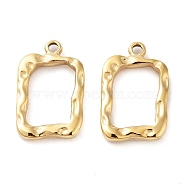 304 Stainless Steel Pendants, Rectangle Charm, Real 14K Gold Plated, 21x13.5x3mm, Hole: 1.6mm(STAS-L022-370G)
