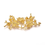Electroplated Alloy Rhinestone Settings, Branch with Flower, Real 18K Gold Plated, Fit For 2~5mm Rhinestone, 27x57x5mm(X-PALLOY-I176-15G)
