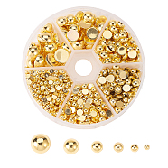 ABS Plastic Imitation Pearl Beads, Half Round, Gold, Gold, 9.5x4.5mm, 1390pcs/box,
(KY-CJ0001-08)