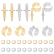 DIY Dagger Charm Cuff Ring Making Kit, Including Stainless Steel Open Ring Findings, 304 Stainless Steel Pendants & Jump Rings, Golden & Stainless Steel Color, 28Pcs/box(DIY-UN0003-66)
