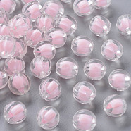 Transparent Acrylic Beads, Bead in Bead, Pumpkin, Pink, 11x11.5mm, Hole: 2mm, about 610pcs/500g(TACR-S152-07A-SS2112)