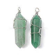 Natural Gemstone Pendants, Aventurine, with Brass Findings, 36x8mm, Hole: 2mm(G-R121-2)