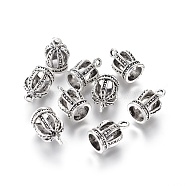 Tibetan Style Alloy Charms, Crown, Antique Silver, 15x9mm, Hole: 1.6mm(TIBEP-G023-09AS)
