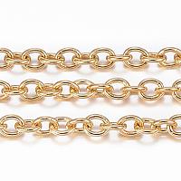 304 Stainless Steel Cable Chains, Soldered, with Spool, Oval, Real 18K Gold Plated, 2x1.5x0.4mm, about 65.61 Feet(20m)/roll