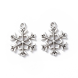 Tibetan Style Alloy Pendants, Cadmium Free & Nickel Free & Lead Free, Snowflake, for Christmas, Antique Silver, 21x16x2mm, Hole: 2mm(TIBEP-GC114-AS-NR)