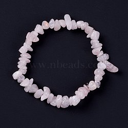 Rose Quartz Chips Stretch Bracelets, Lavender Blush, 2-1/8~2-1/4 inch(5.3~5.6cm)(X-BJEW-JB01308-01)
