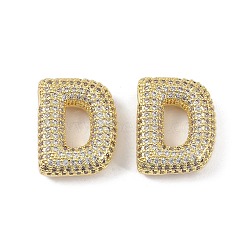 Brass Micro Pave Clear Cubic Zirconia Pendants, Letter D, 23.5x23x6.5mm, hole: 4x2mm(KK-Z041-01G-D)