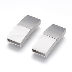 Tarnish Resistant 304 Stainless Steel Magnetic Clasps with Glue-in Ends, Arched Rectangle, Matte, Stainless Steel Color, 29x11x5mm, Hole: 3x10mm(STAS-G143-91P)