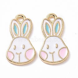 Alloy Enamel Pendants, Rabbit Head Charm, Golden, 17.5x9.5x1mm, Hole: 1.5mm(ENAM-B054-06G-01)