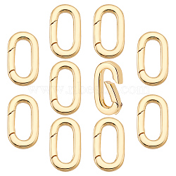 Elite 10Pcs Brass Spring Gate Rings, Oval, Real 18K Gold Plated, 9 Gauge, 16x8.5x3mm(KK-PH0005-23)