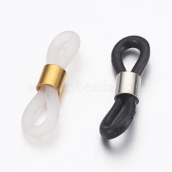 Eyeglass Holders, Glasses Rubber Loop Ends, with Brass Findings, Mixed Color, 20x6mm, Hole: 2x3mm(KK-K225-35)