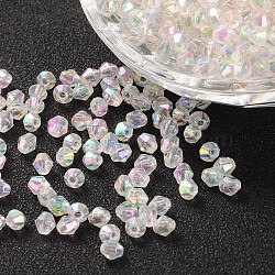 Bicone AB Color Plated Eco-Friendly Transparent Acrylic Beads, Clear AB, 6x6mm, Hole: 1mm, about 6250pcs/500g(TACR-A003-6mm-22)