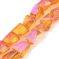 Full Rainbow Plated Electroplate Transparent Glass Beads Strands, Faceted Polygon, Dark Orange, 8x7x5mm, Hole: 1mm, about 80pcs/strand, 25.04 inch(63.6cm)(EGLA-G037-06A-FR02)