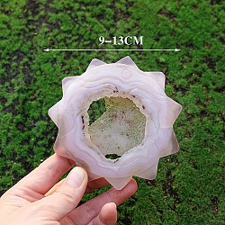 Natural Agate Geode Carved Healing Figurines, Reiki Energy Stone Display Decorations, Sun, 90~130mm(PW-WG50928-01)