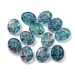 926Pcs Transparent Acrylic Beads, Flat Round, Teal, 13.5x11x5mm, Hole: 1.6mm, about 926pcs/500g(MACR-K359-23A)