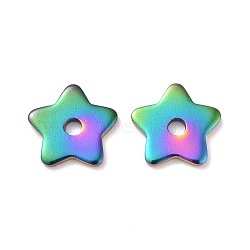 Rainbow Color Ion Plating(IP) 304 Stainless Steel Beads, Star, 8x8x1mm, Hole: 1.5mm(STAS-D185-02M-02)