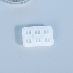DIY Cube Bead Food Grade Silicone Mold, Resin Casting Molds, for UV Resin & Epoxy Resin Jewelry Making, 6 Cavities, White, 35x50x10mm(SIMO-PW0001-197E)