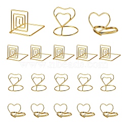 18Pcs 3 Style Carbon Steel Place Card Holders, Wire Table Number Holder Stand, for Memo Note Name Sign Wedding Party Birthday, Heart & Square, Light Gold, 6pcs/style(AJEW-SZ0001-80LG)