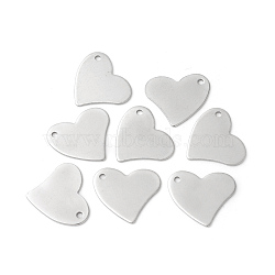 304 Stainless Steel Pendants, Heart, Stamping Blank Tag, Stainless Steel Color, 18x19.5x0.6mm, Hole: 1.6mm(X-STAS-F192-047P)