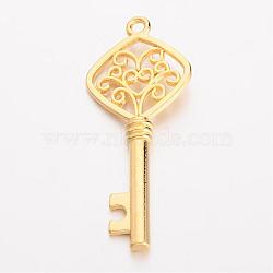 Tibetan Style Alloy Big Pendants, Lead Free & Cadmium Free, Key, Golden Color, 52x21.5x2.5mm, Hole: 3mm(EBB044Y-G)