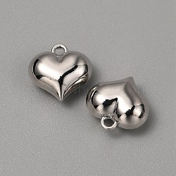 Alloy Charms, Puffed Heart Charms, Platinum, 12x12x6mm, Hole: 1.4mm(FIND-WH0110-357A-P)