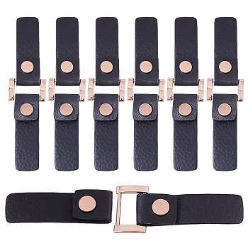 6Pcs PU Leather & Alloy Side Clip Detachable Purse Suspension Clasps for Bag Strap Making, Golden, Black, 129x29x2~7mm