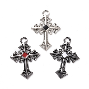 Alloy Pendant with Enamel, Cross, Mixed Color, Mixed Color, 55.5x38.5x5mm, Hole: 5.5mm