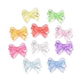 Transparent Acrylic Beads, Bowknot, Mixed Color, 14x18x4.5mm, Hole: 2mm, about 917pcs/500g