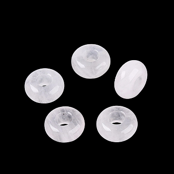 Natural White Jade European Beads, Smooth Rondelle, Large Hole Beads, 10x4.5~5mm, Hole: 4mm
