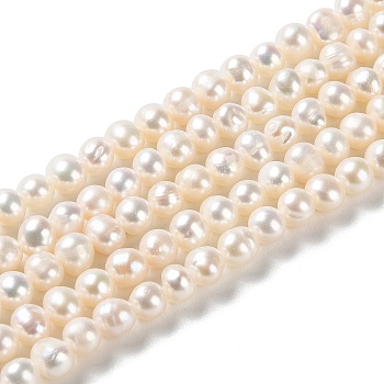 Natural Cultured Freshwater Pearl Beads Strands, Potato, Grade 2A, PapayaWhip, 4.5~7x4~5mm, Hole: 0.5mm, about 70pcs/strand, 13.86 inch(35.2cm)