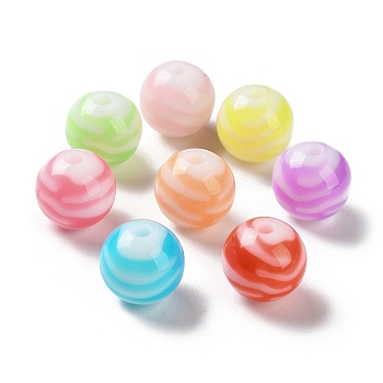Two Tone Opaque Acrylic Beads, Round, Mixed Color, 12mm, Hole: 2mm, about 333pcs/500g