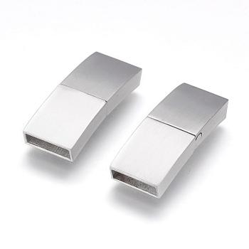 304 Stainless Steel Magnetic Clasps with Glue-in Ends, Arched Rectangle, Matte, Stainless Steel Color, 29x11x5mm, Hole: 3x10mm