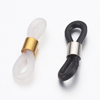 Eyeglass Holders, Glasses Rubber Loop Ends, with Brass Findings, Mixed Color, 20x6mm, Hole: 2x3mm