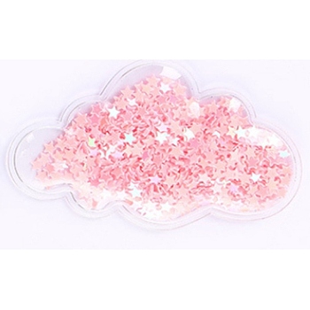 Quicksand Sequin Plastic Cabochons, for Hair Ornament & Costume Accessory, Cloud, Pearl Pink, 7.7x4.7cm