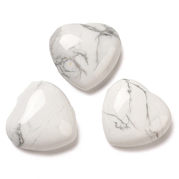 Natural Howlite Cabochons, Heart, 15x15x6mm