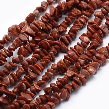 Synthetic Goldstone Beads Strands, Chip, 5~8mm, Hole: 1mm, about 33 inch(84cm)